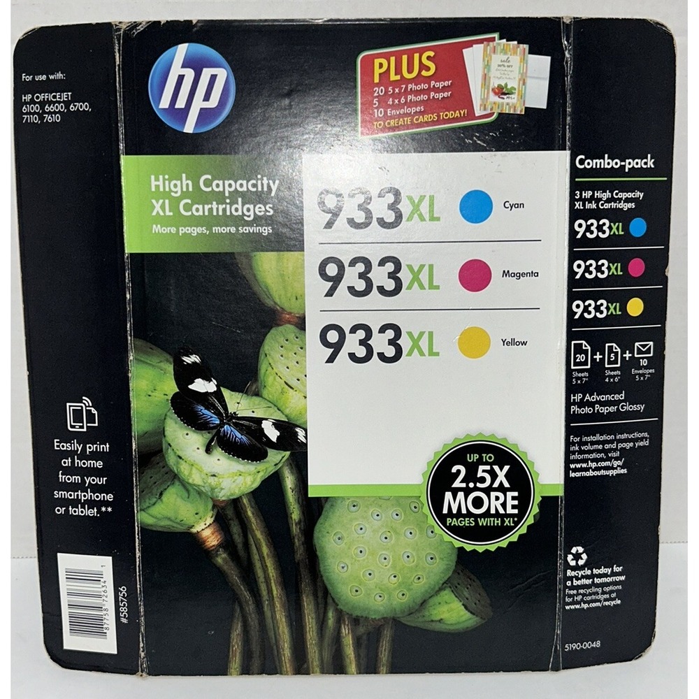 HP Genuine 933XL Color Ink Combo Pack OEM Cyan Yellow Magenta‎ Expired 02/2017